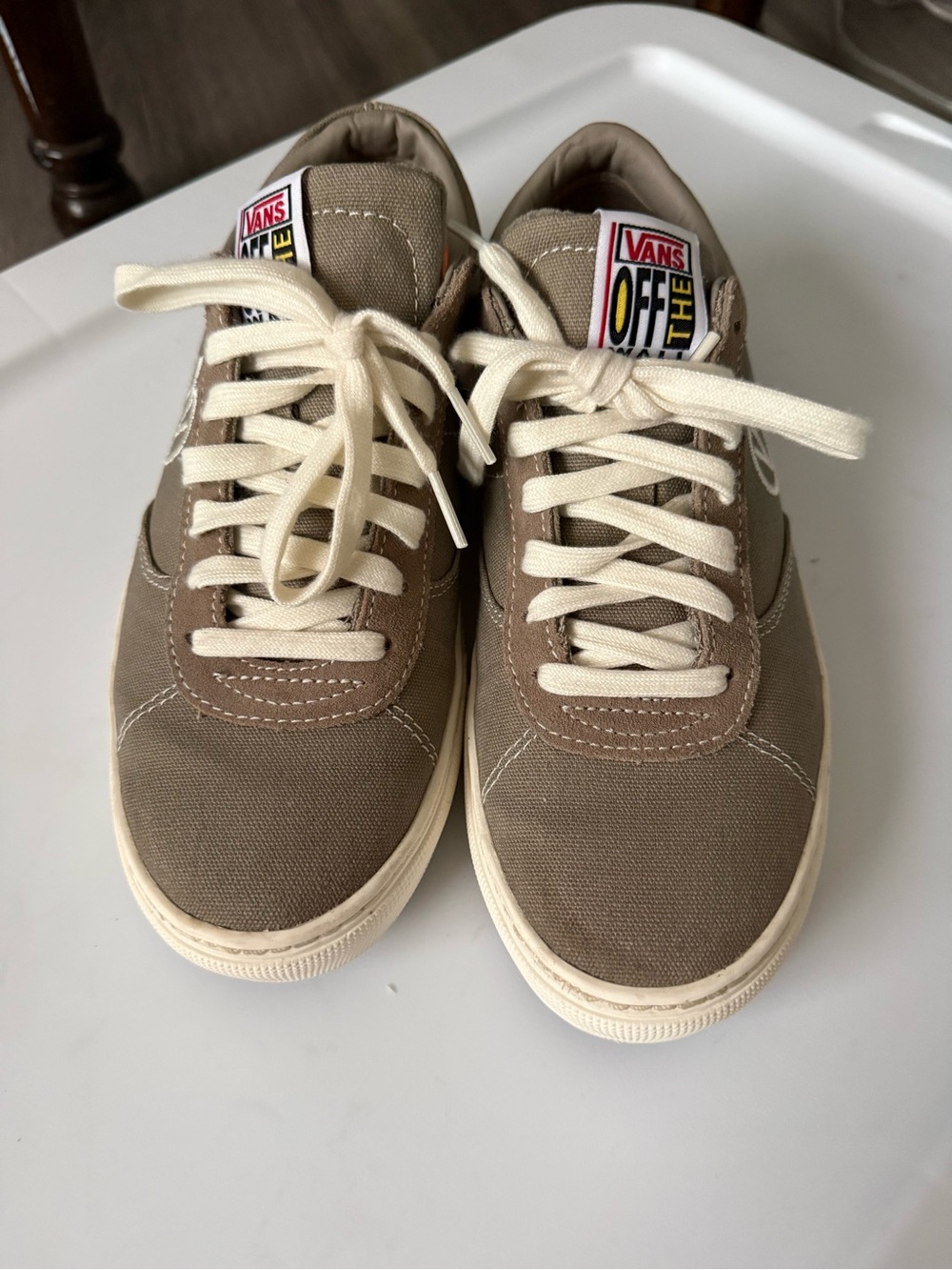 Vans Men’s Canvas Sneakers in Taupe with Cream Laces